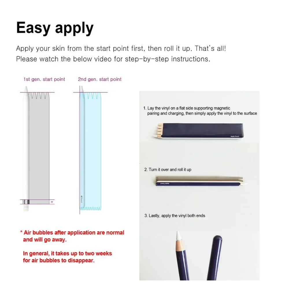 Apple Pencil Skin [2 Pack] Ultra Thin 3M Premium Vinyl Cover - 2nd Generation